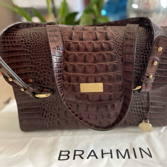 NWOT! BRAHMIN Brown Leather Satchel Purse - Picture 2 of 7